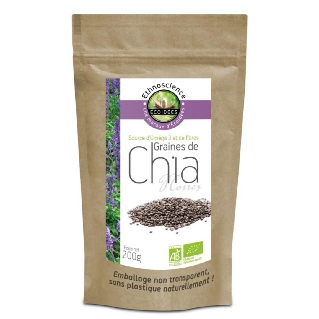Graines de Chia 100 % naturelles – sachet 200 g face avant