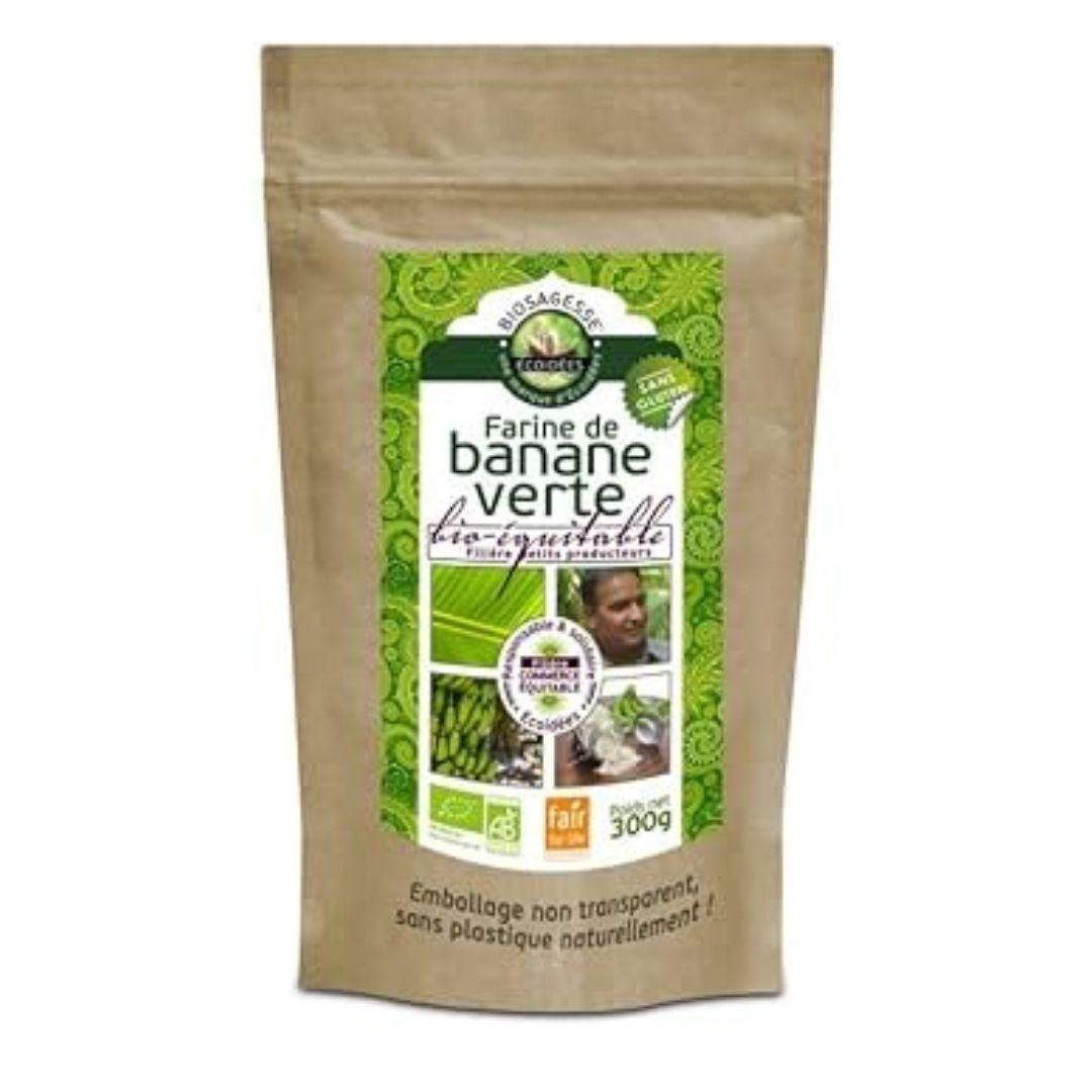 Farine de Banane Verte Bio & Équitable – sachet 300 g face avant