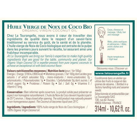 Huile vierge de Noix de Coco Bio 314 ml - Soin de Toi