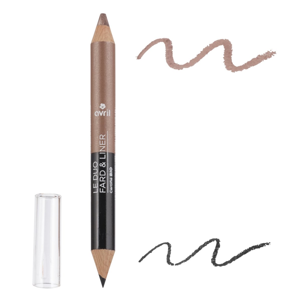 Duo fard & liner Noir charbon/Taupe nacré certifié bio - Soin de Toi