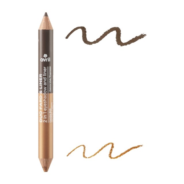 Crayon duo fard & liner Expresso – Cuivre irisé – double embout face avant