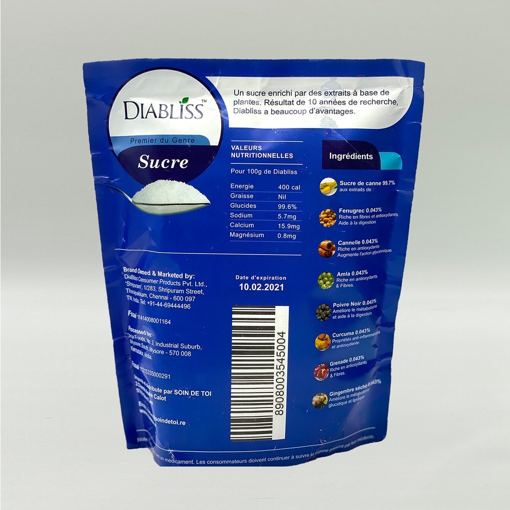 Sucre Diabliss 500 g – sachet face arrière
