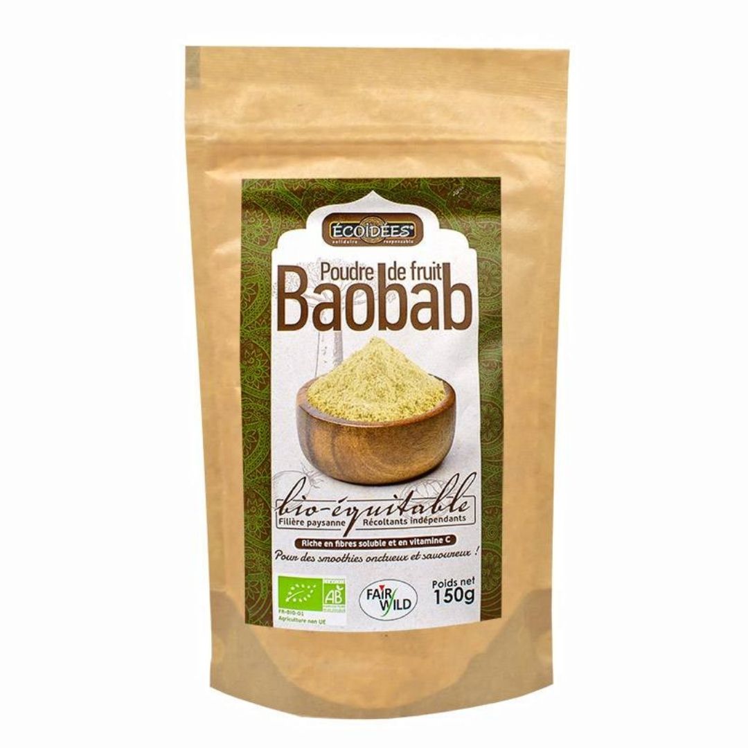 Poudre de baobab bio – sachet kraft 150 g face avant