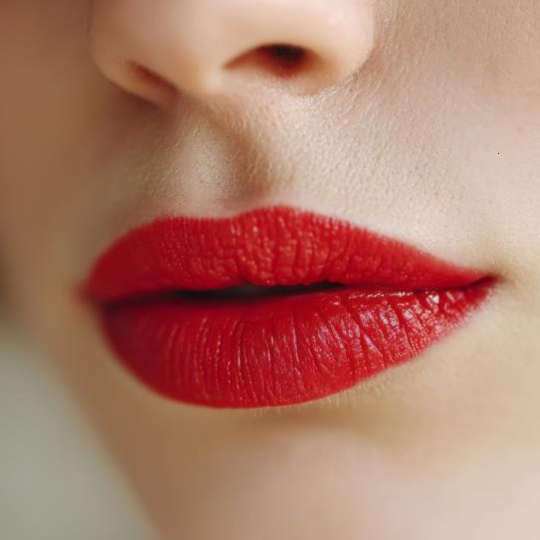 Application du Crayon Audacieux 568 Le Rouge sur le contour des lèvres