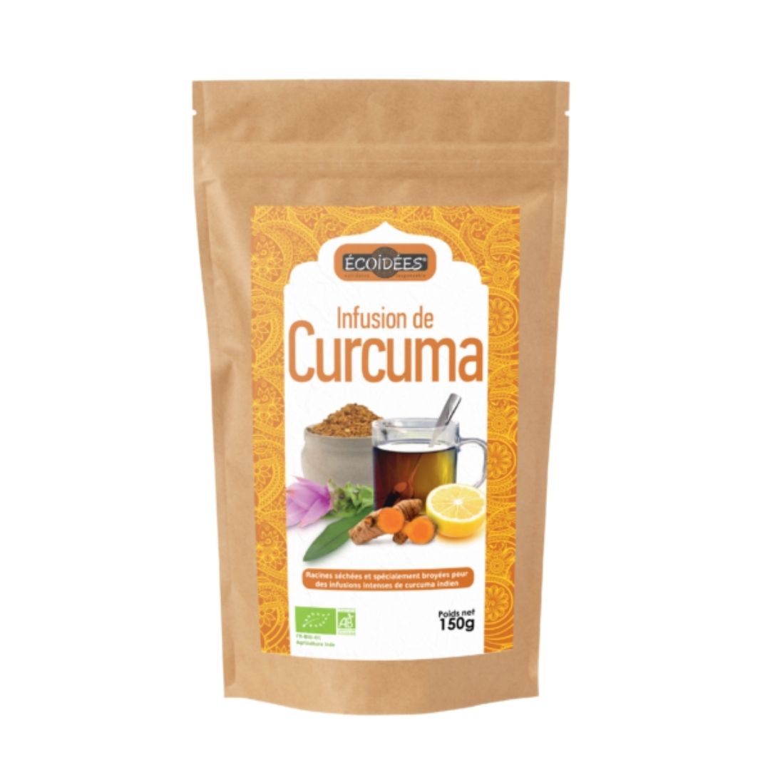 Infusion de curcuma bio – sachet kraft 150 g face avant
