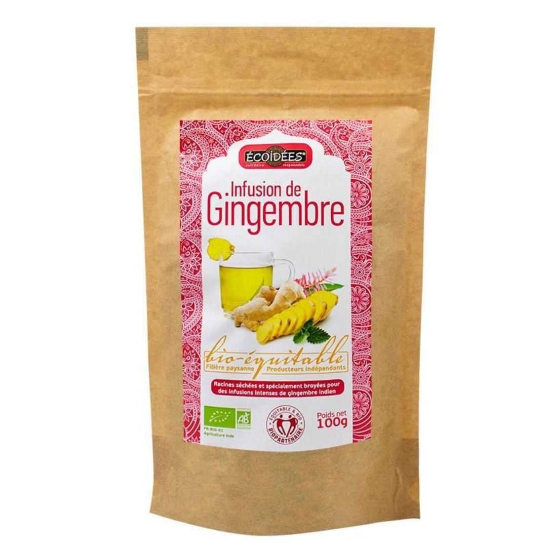 Infusion de gingembre bio – sachet kraft 100 g face avant