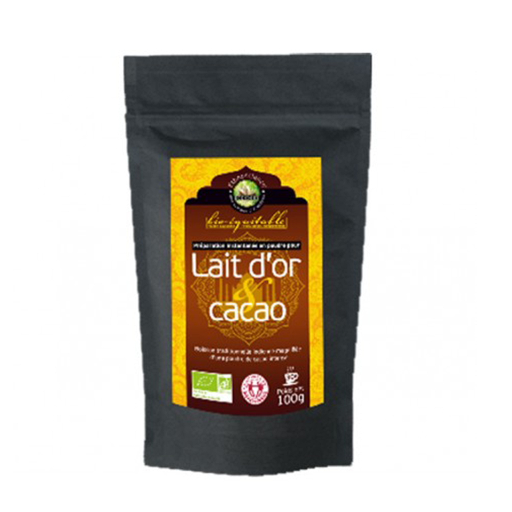 Mélange Lait d’Or au Cacao BIO – sachet 100 g face avant