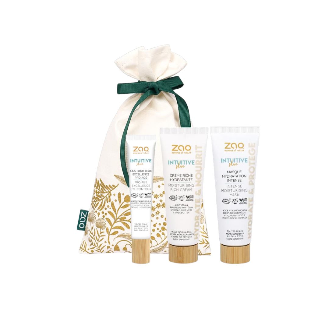 Pochette Skincare – Édition Noël – pochette ruban verte face avant